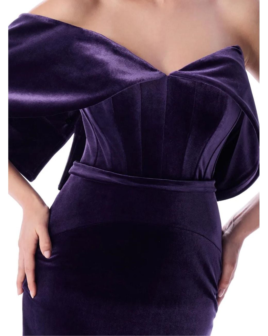 IMROSKA Blue Ale Off-The-Shoulder Midi Dress