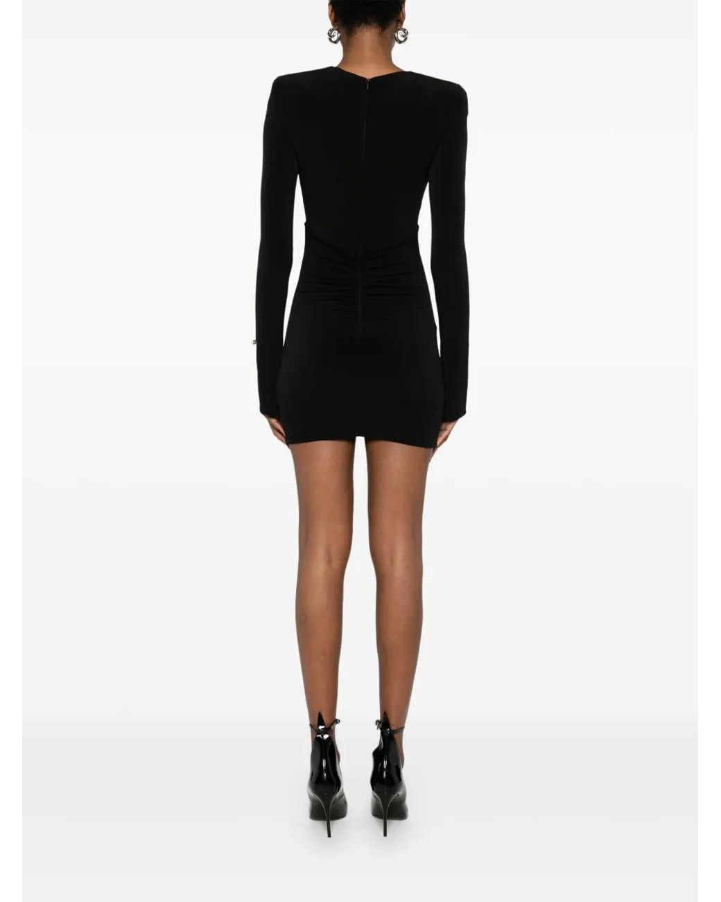 Nissa Black Crystal-Embellished Mini Dress