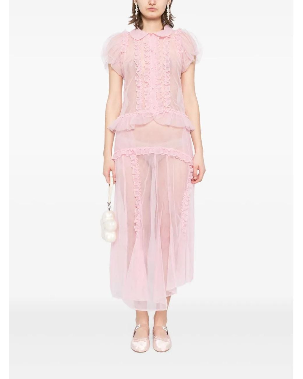 Simone Rocha Pink Ruffle-Details Skirt