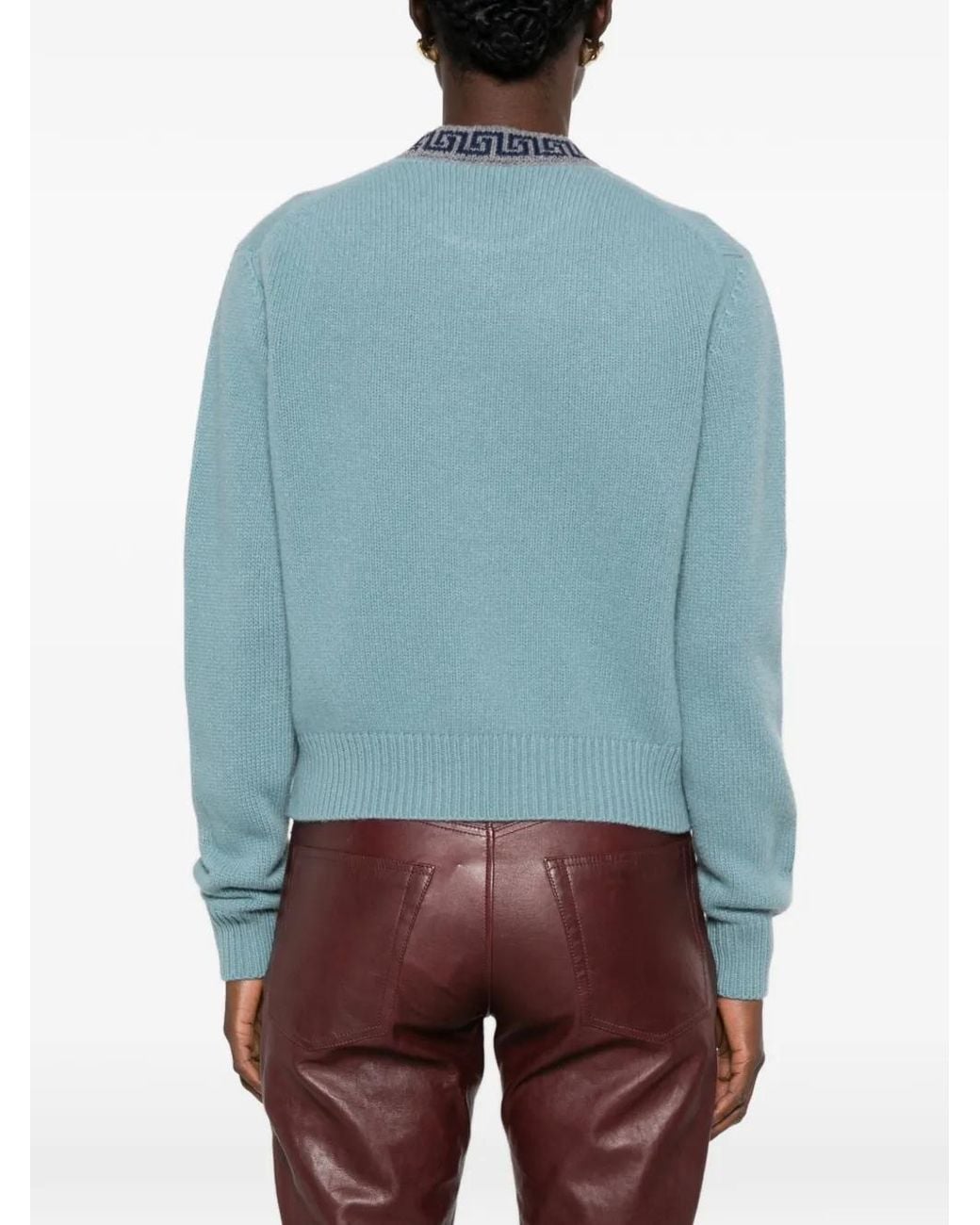 Versace Blue Pullover Mit Greca-Muster