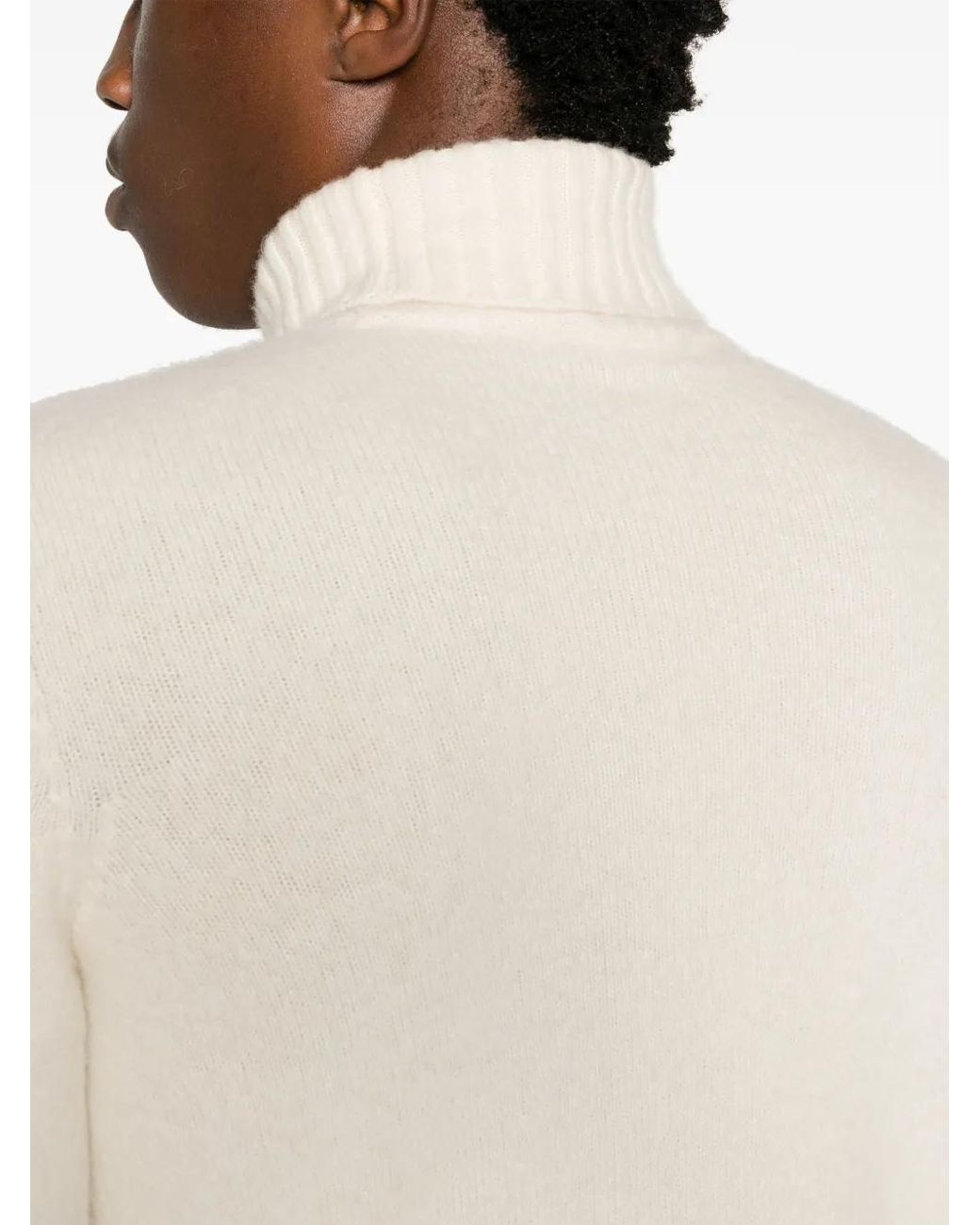 Drumohr White Ribbed-Knit Roll-Neck Jumper for men