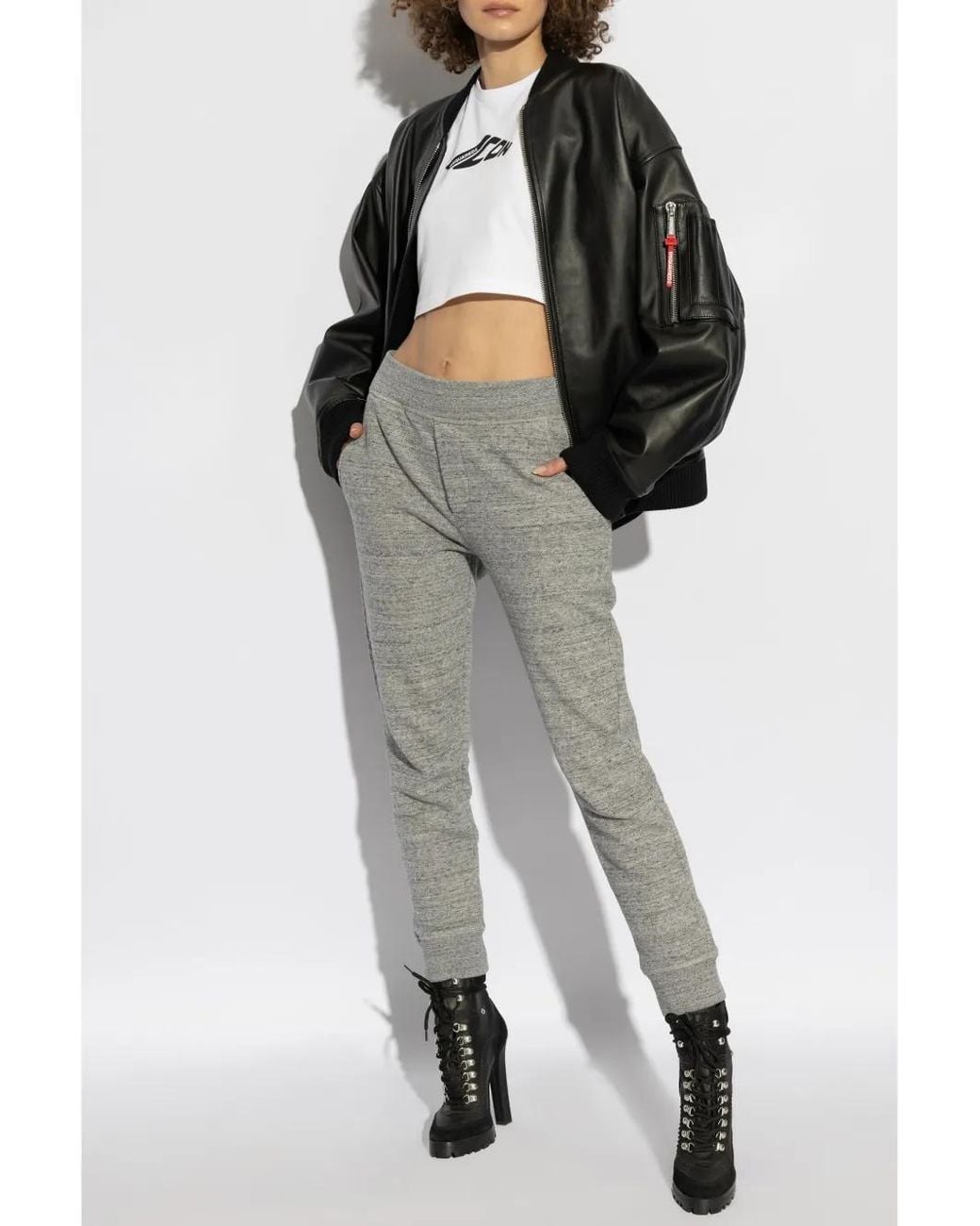 DSquared² Gray Logo-Print Track Pants