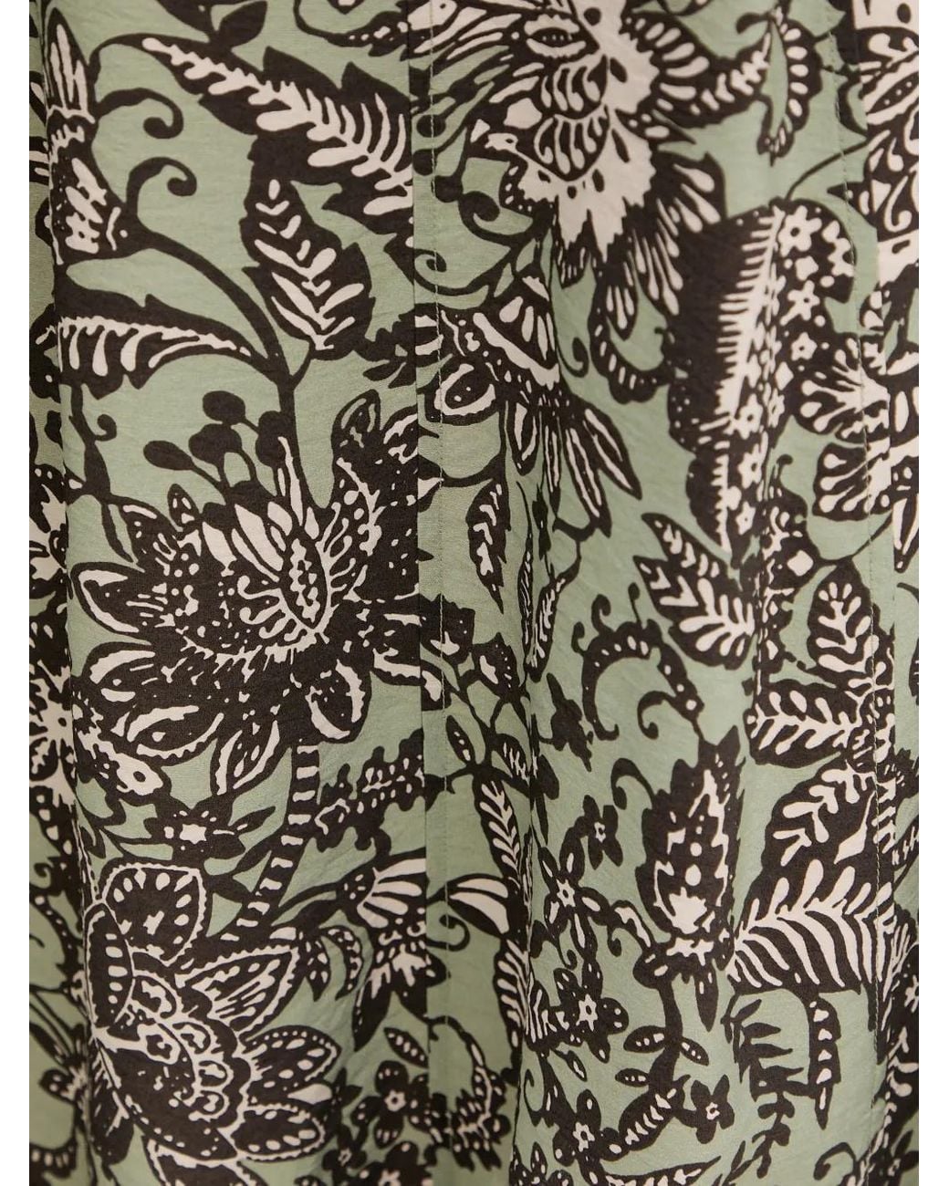 Marc O' Polo Green Floral-Print-Flared Midi Skirt