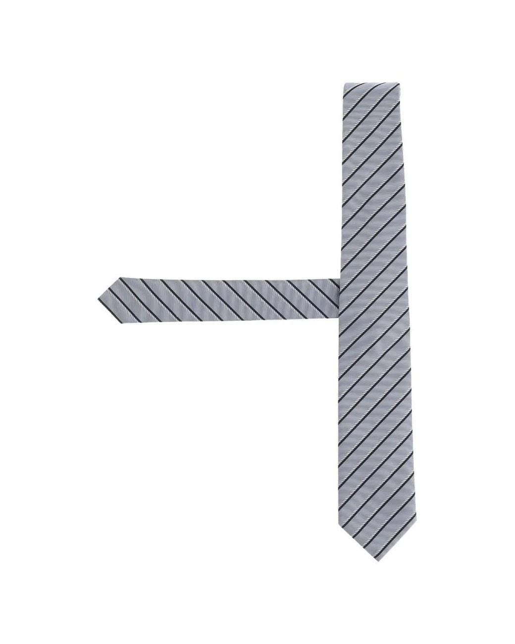 Boss White Diagonal-Stripe Tie for men