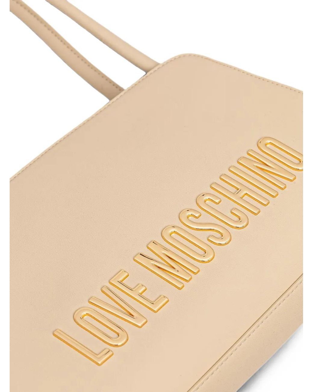 Love Moschino White Logo-Plaque Tote Bag