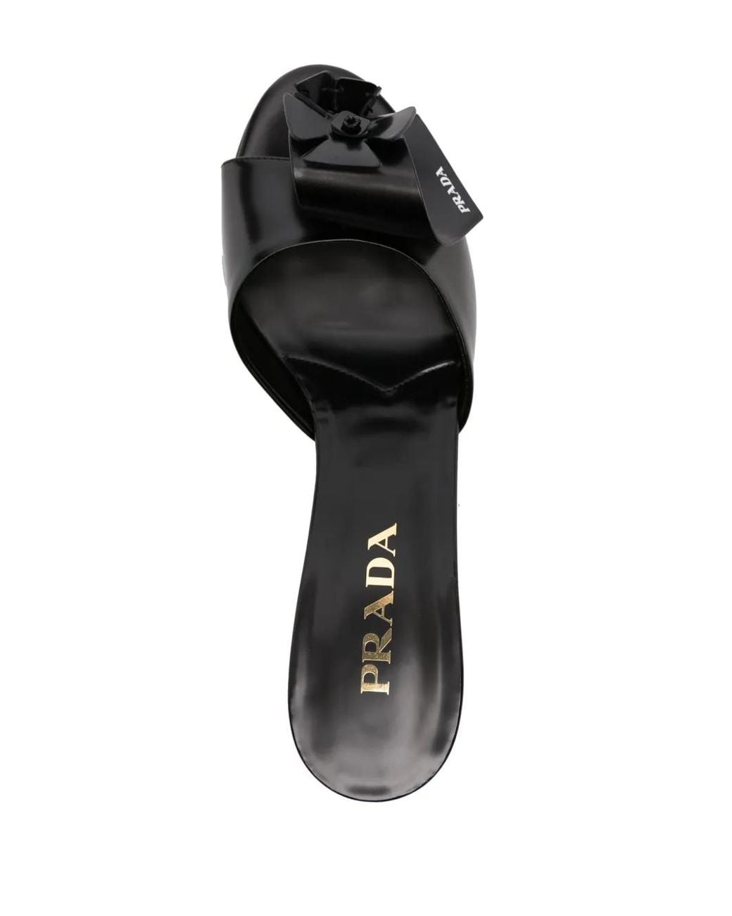 Prada Black Mules Mit Blumenapplikation