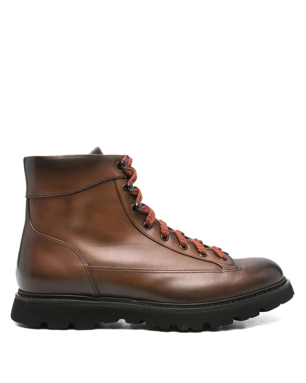 Doucal's Brown Lace-Up Leather Boots for men