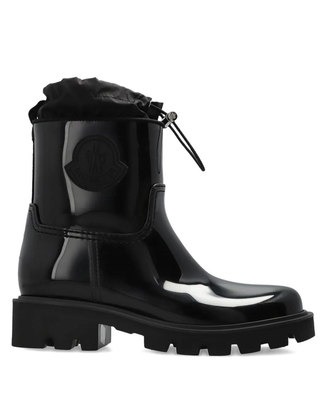 Moncler Black Kickstream Regenstiefel Mit Logo-Patch