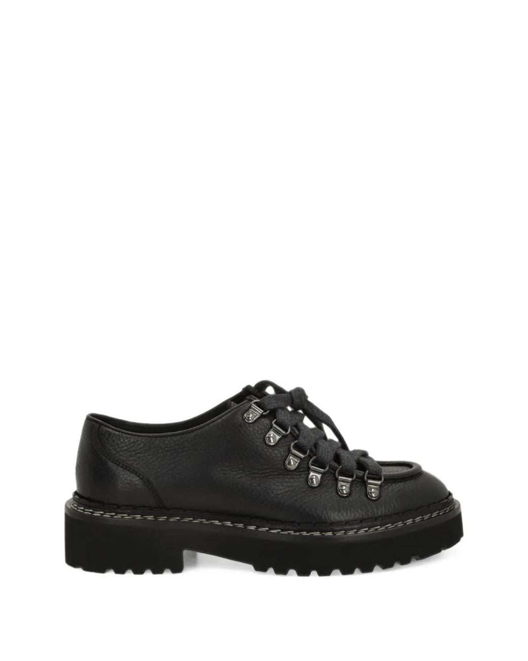 Doucal's Black Lace-Up Grained Leather Derby Shoes