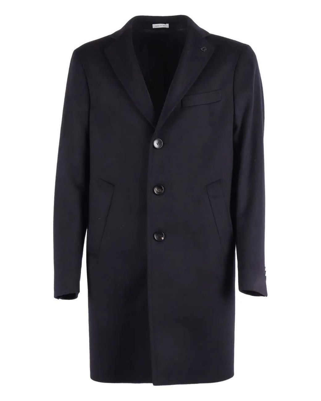 Brera Orologi Blue Three-Button Wool Coat for men