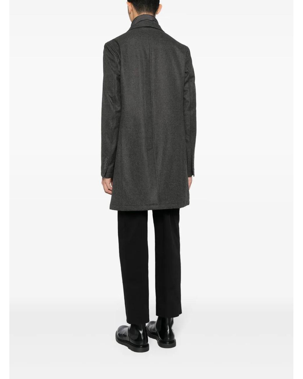 Herno Gray Hybrid High-Neck Single-Breasted Coat for men