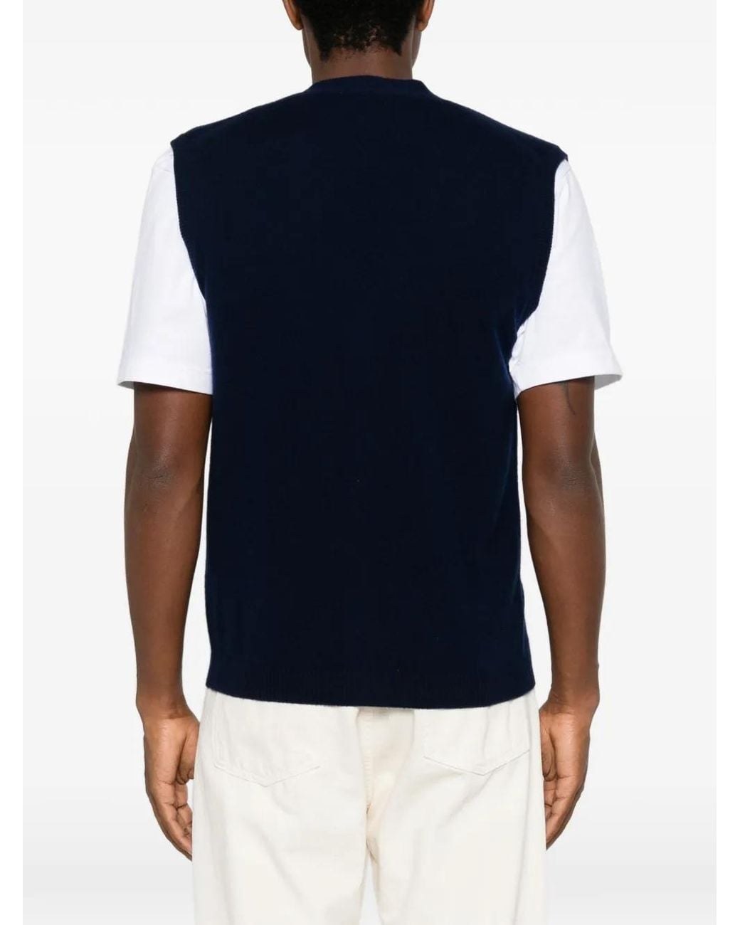 Daniele Fiesoli Blue Cashmere V-Neck Vest for men