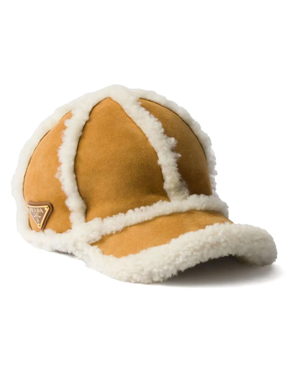 Prada Brown Suede Shearling Baseball Cap