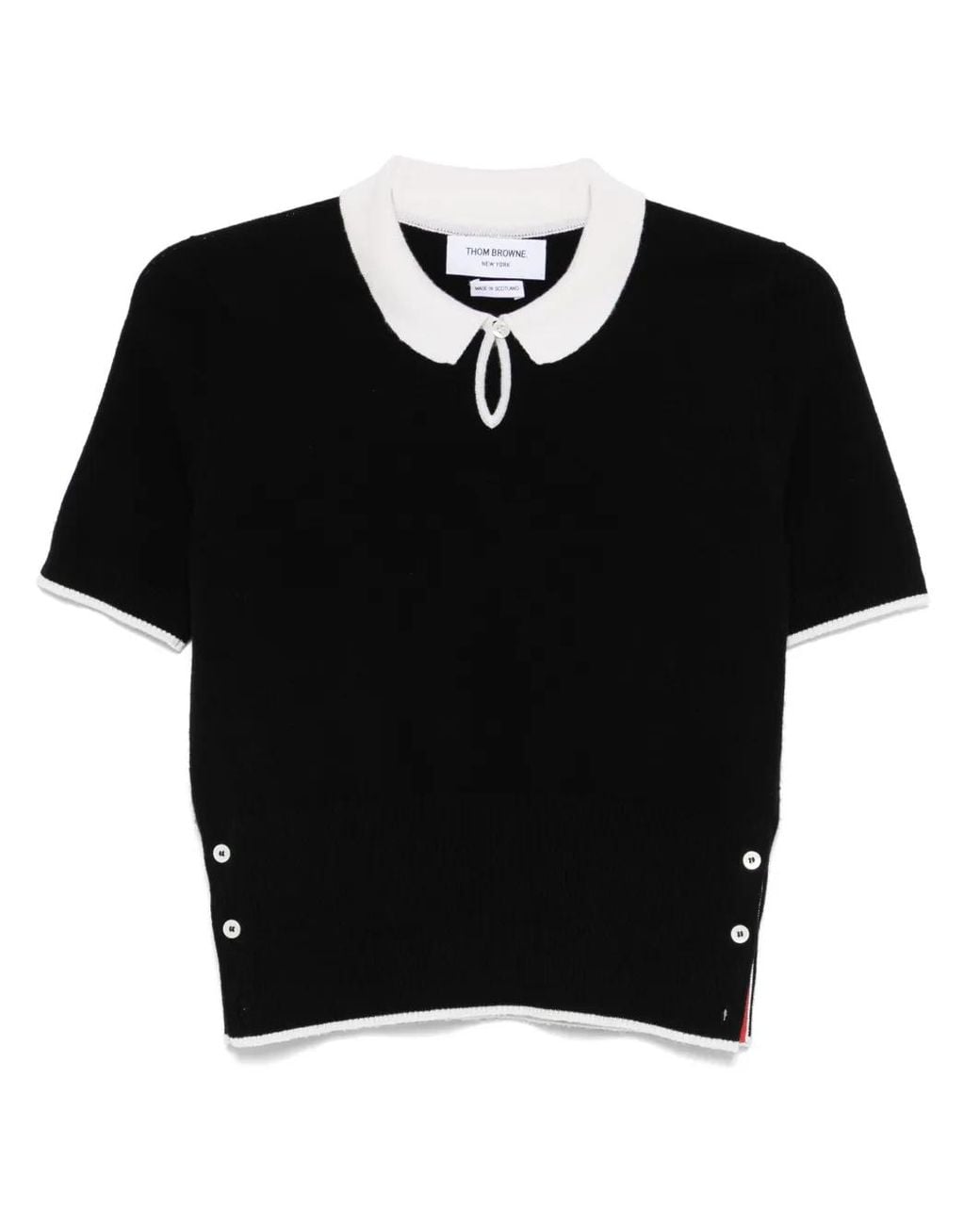 Thom Browne Black Jersey Stitch Cashmere Polo