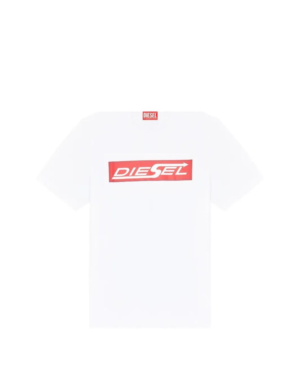 DIESEL White Cotton T-Shirt With Logo Print for men