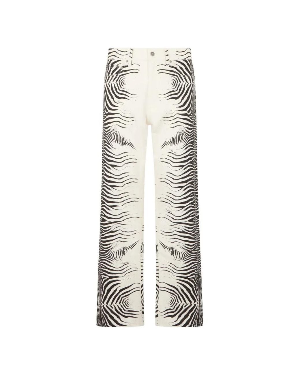 Roberto Cavalli White Zebra-Print Jeans