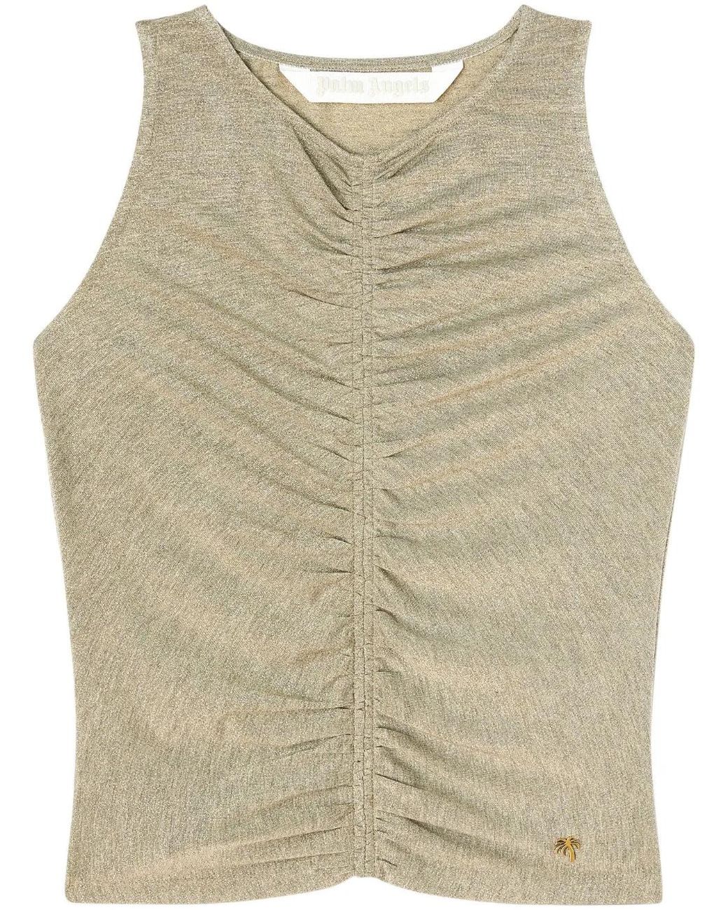 Palm Angels Natural Ruched Lurex Tank Top