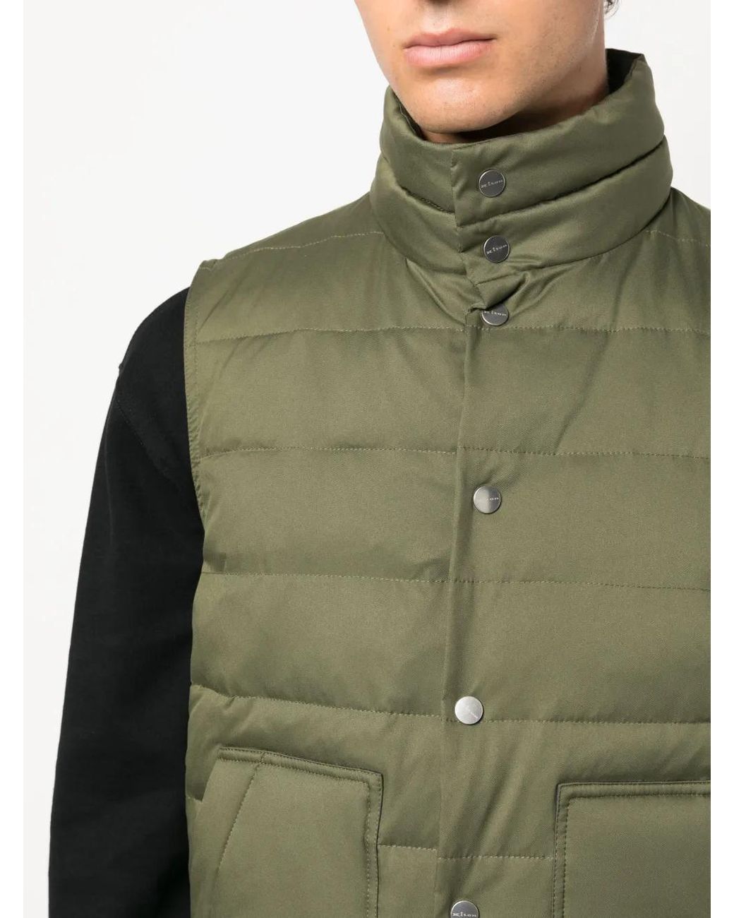 Kiton Green Mock-Neck Padded Gilet for men