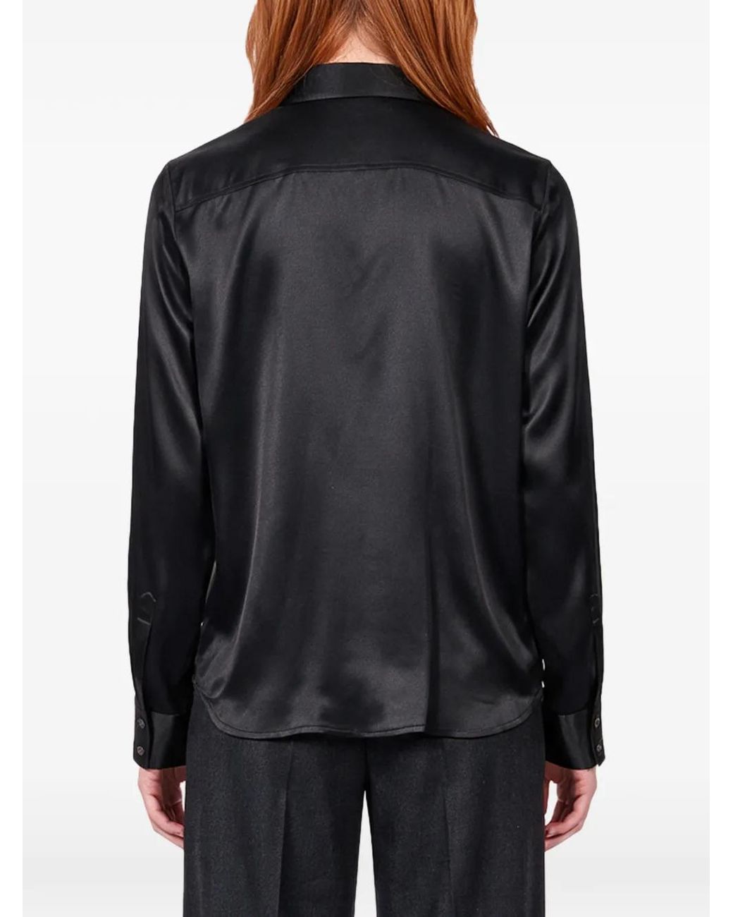 Antonelli Black Chisone Satin-Finish Concealed-Button Shirt