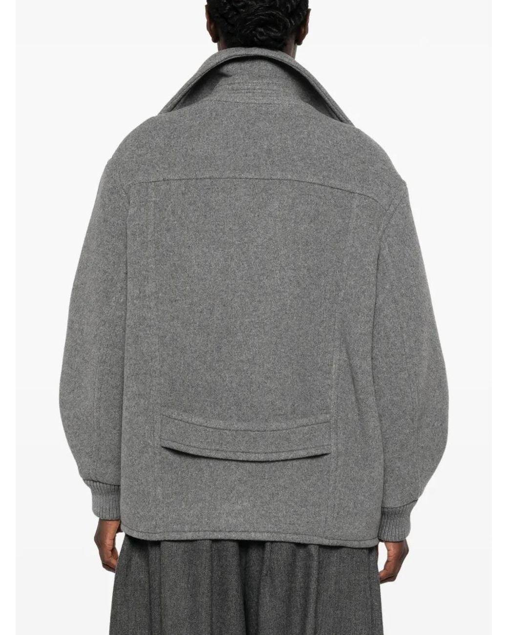 Moschino Gray Heart-Motif Button Double-Breasted Jacket