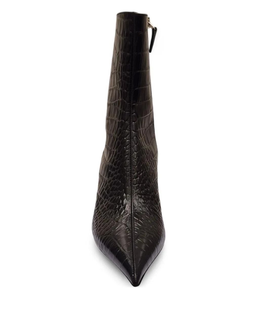 Paris Texas Black Nina Crocodile-Effect Sculpted Boots