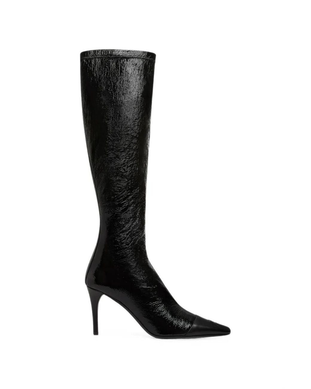Courreges Black Crinkled Toe-Cap Boots