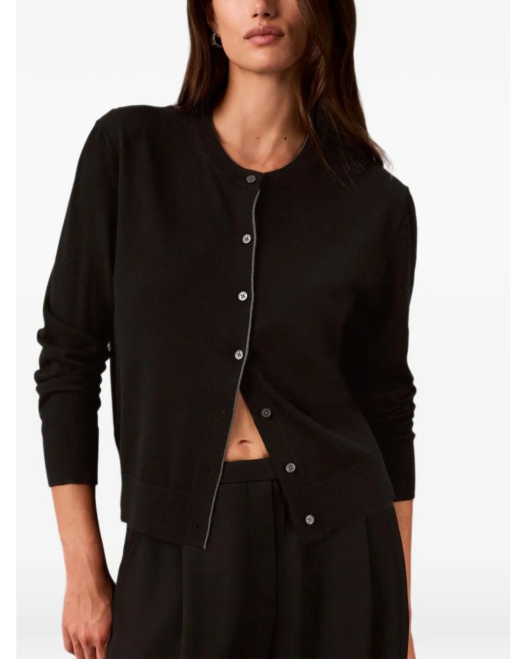 Calvin Klein Black Logo-Embroidered Button-Up Cardigan