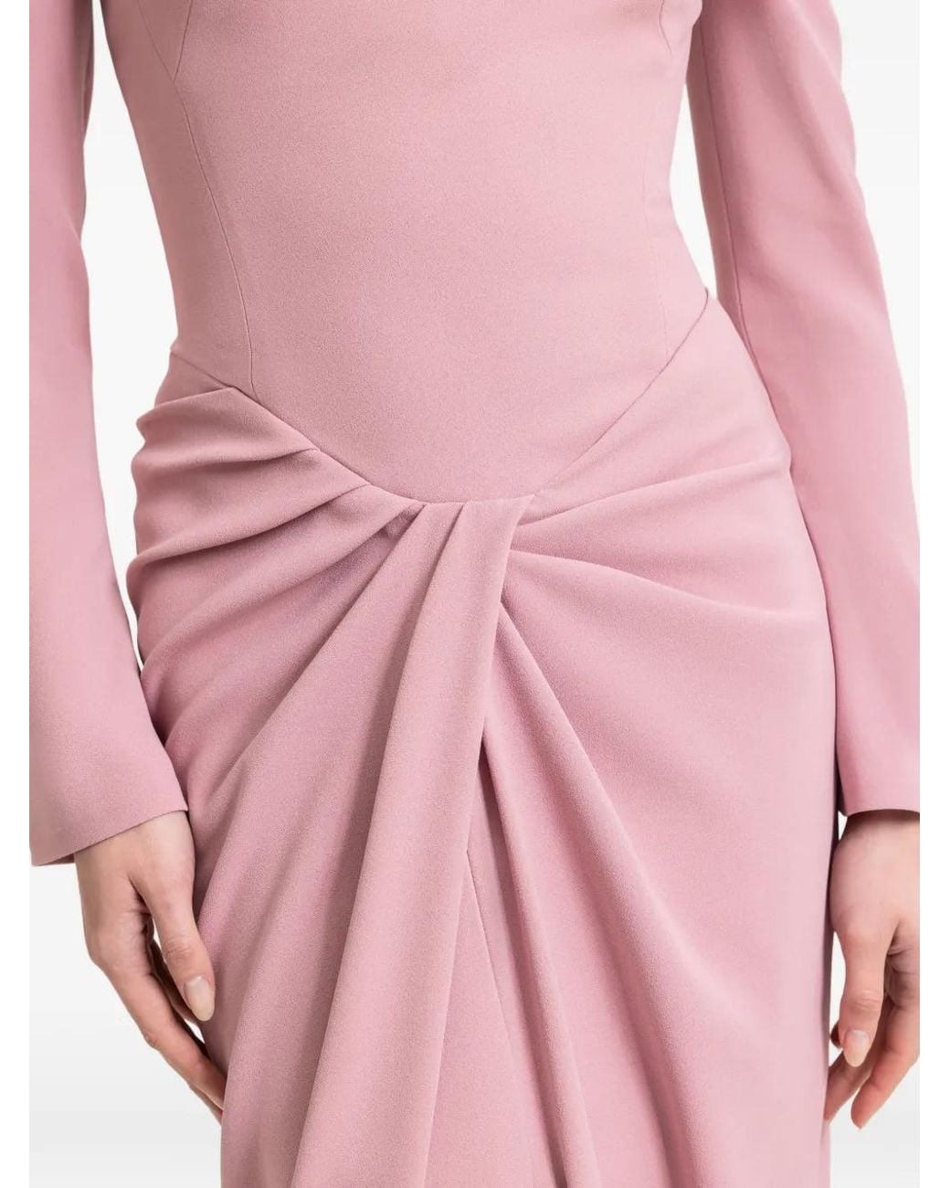 Gemy Maalouf Pink Off-Shoulder Draped Maxi Dress