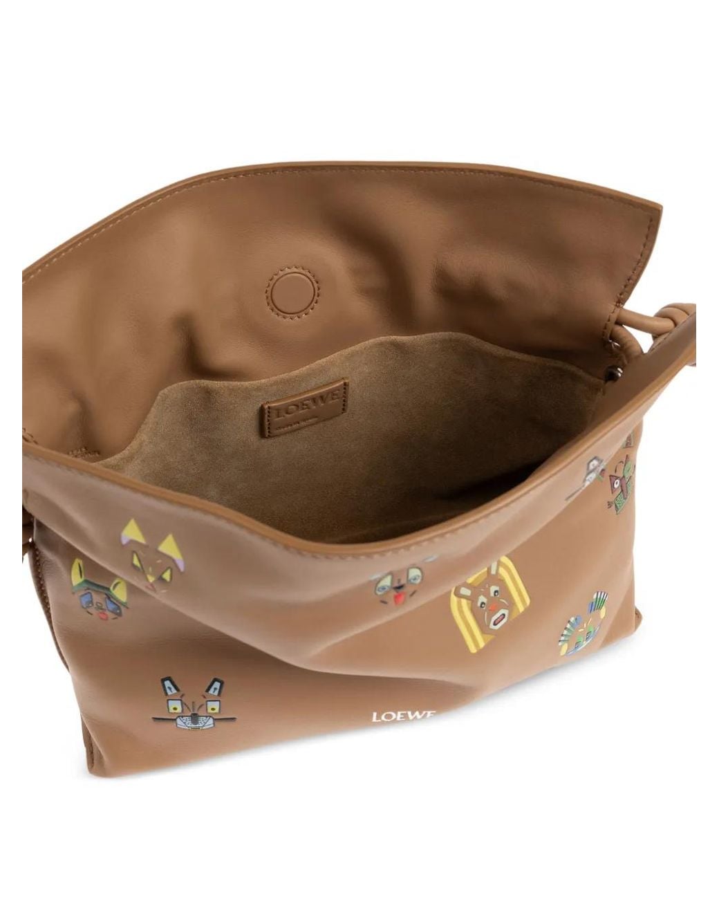 Loewe Brown Mini Flamenco Cat-Print Shoulder Bag