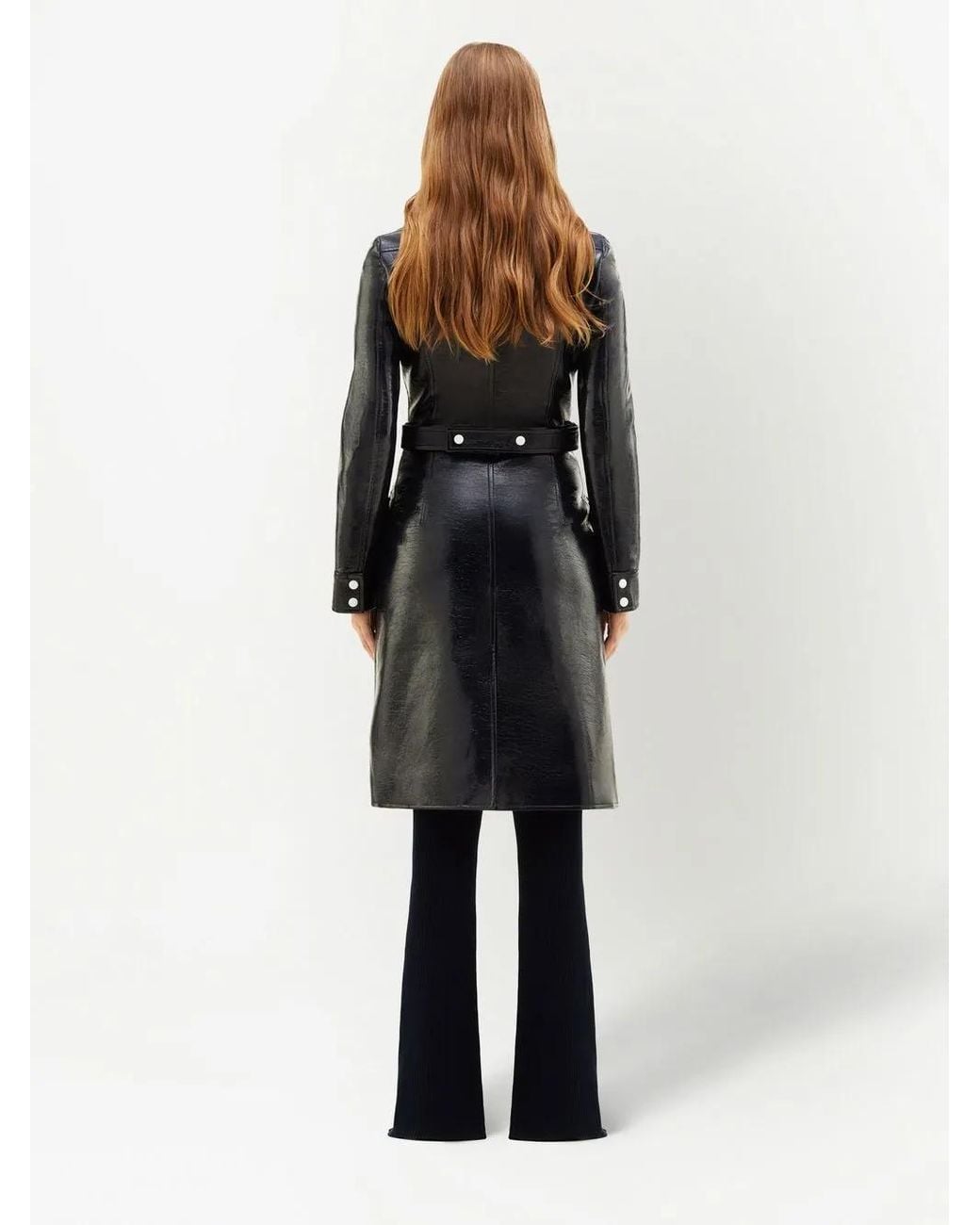 Courreges Black Reedition Vinyl Trench Coat