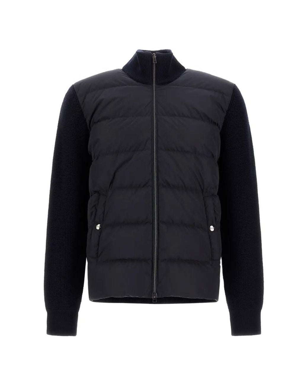 Herno Blue Waffle-Knit Padded Cardigan for men