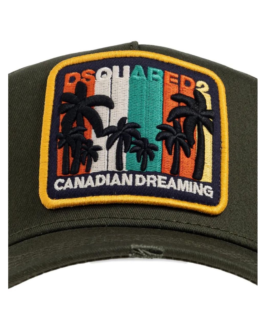DSquared² Green Summer Vintage Patch Baseball Cap for men