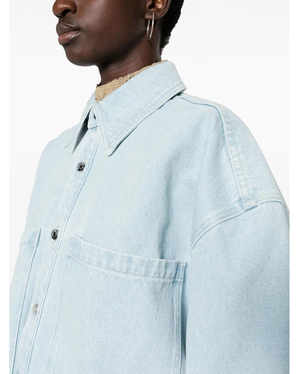 Nanushka Blue Beaux Sun-Bleached Denim Shirt