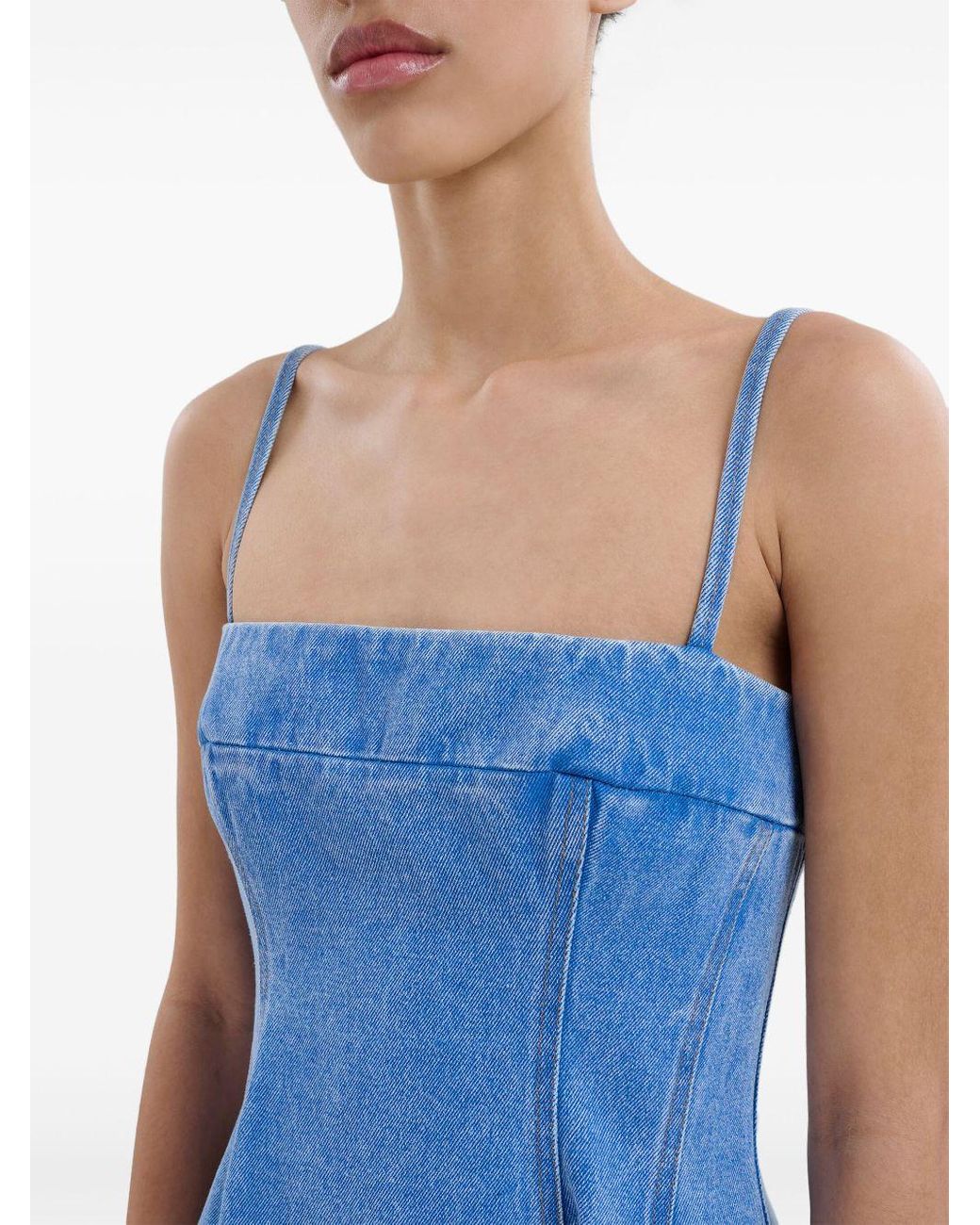 Marni Dart-Detailing Denim Midi Dress in Blue | Lyst UK