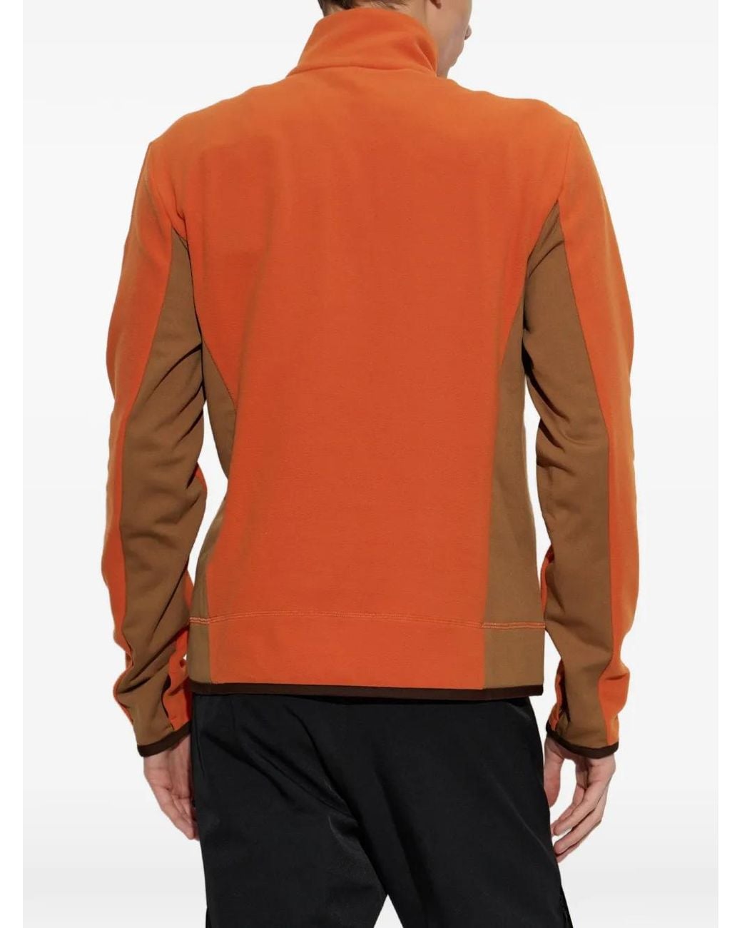 Moncler Orange Half-Zip Panelled Sweater for men