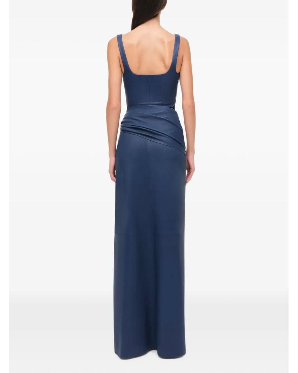 Jonathan Simkhai Blue Robe Longue Lyle À Design Drapé En Cuir