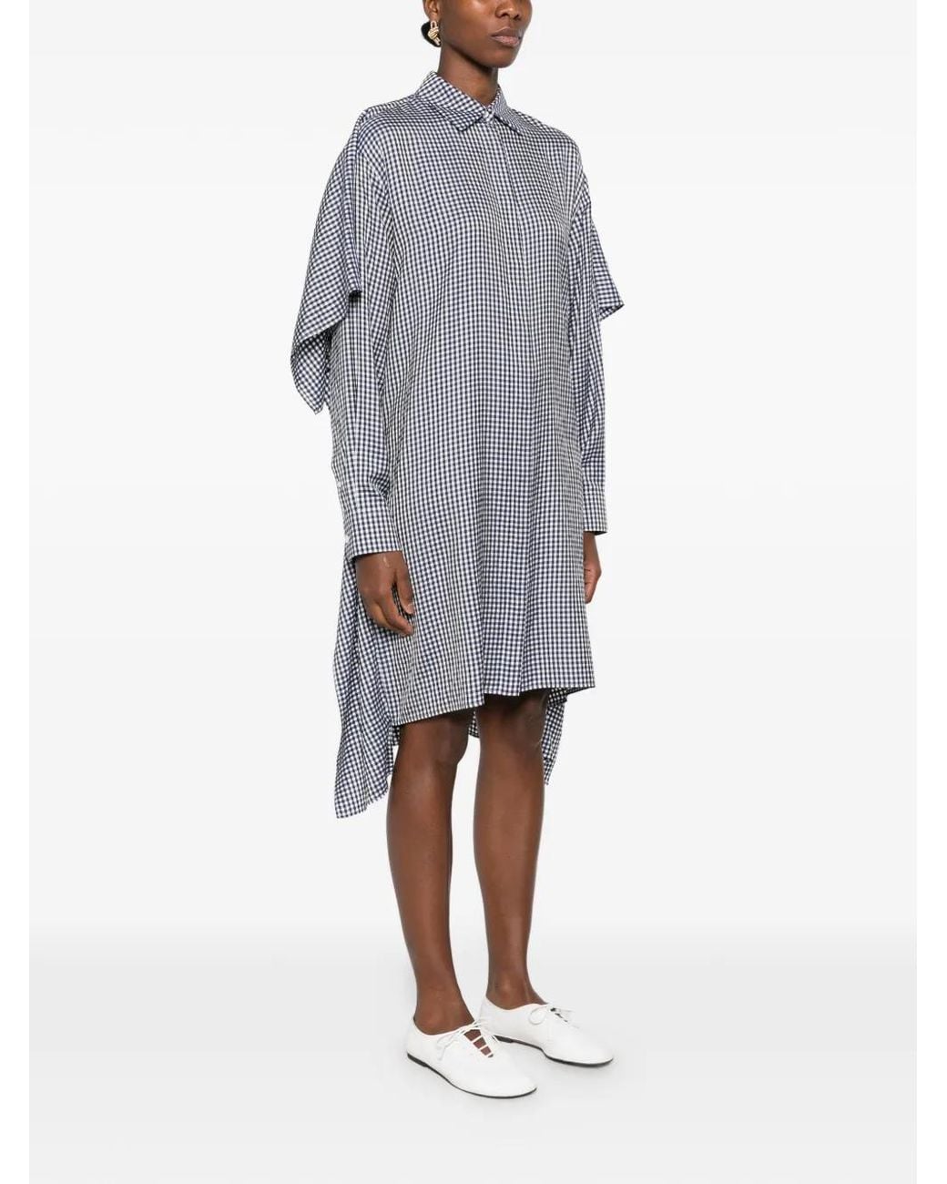 Loewe Gingham Gedrapeerde Blousejurk in het Gray