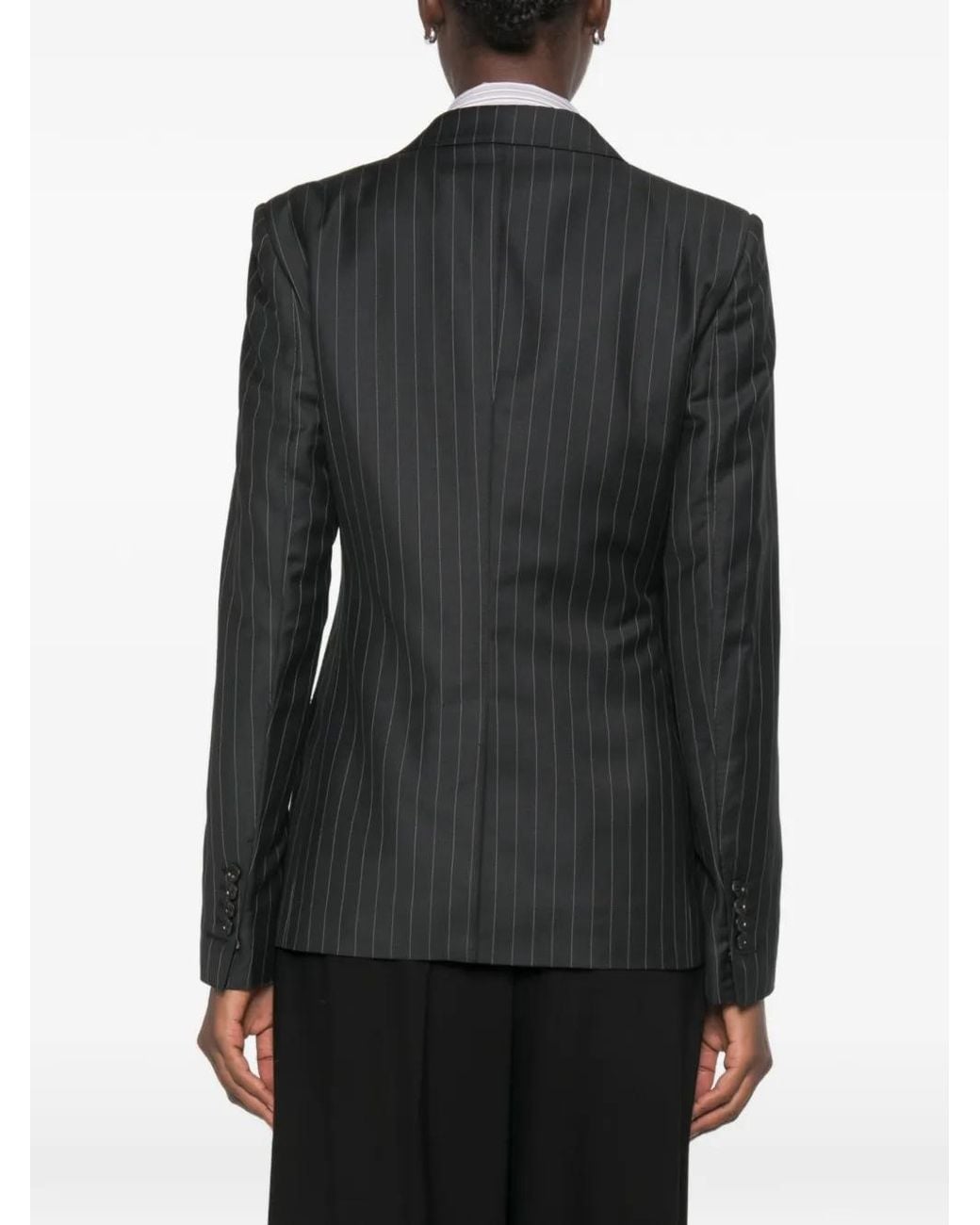 Tom Ford Black Pinstripe-Pattern Single-Breasted Blazer