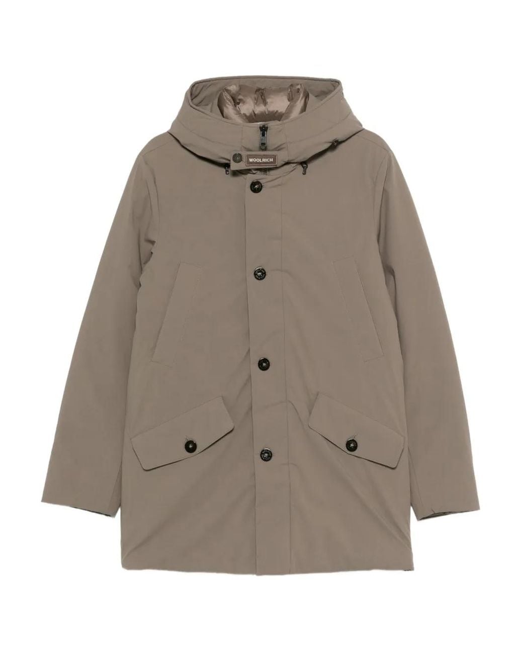 Woolrich Gray Button Hooded Jacket for men