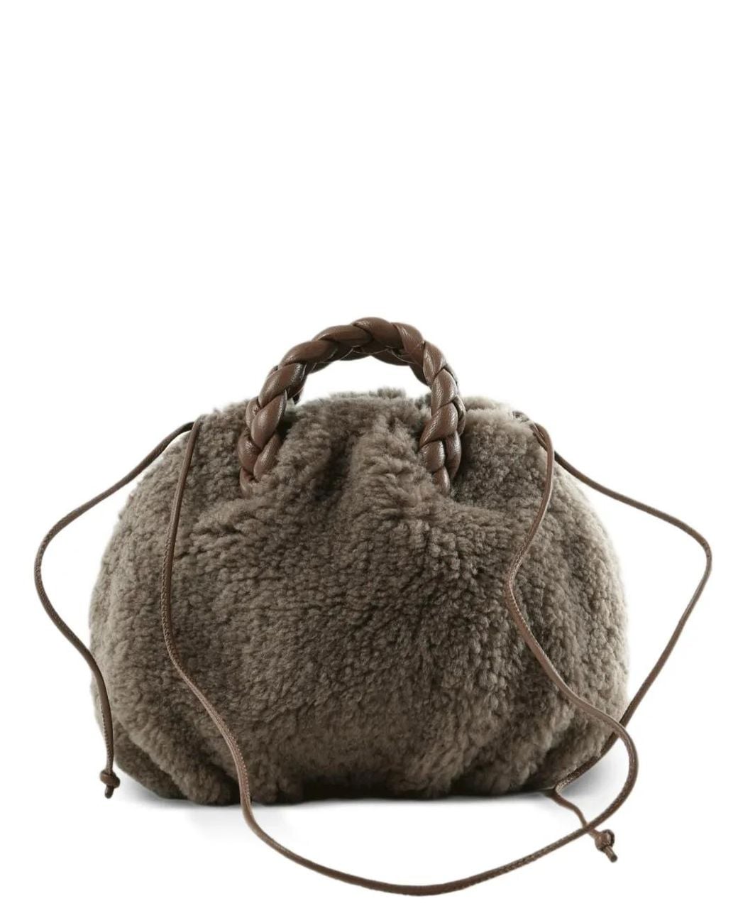 Hereu Brown Braided-Handle Tote Bag