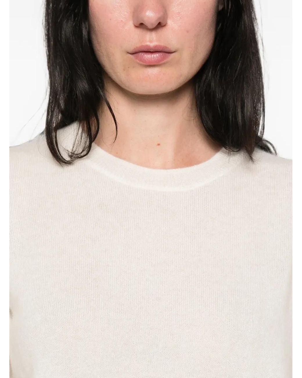 IVORY PARIS White Petal Short-Sleeve Crew-Neck Sweater