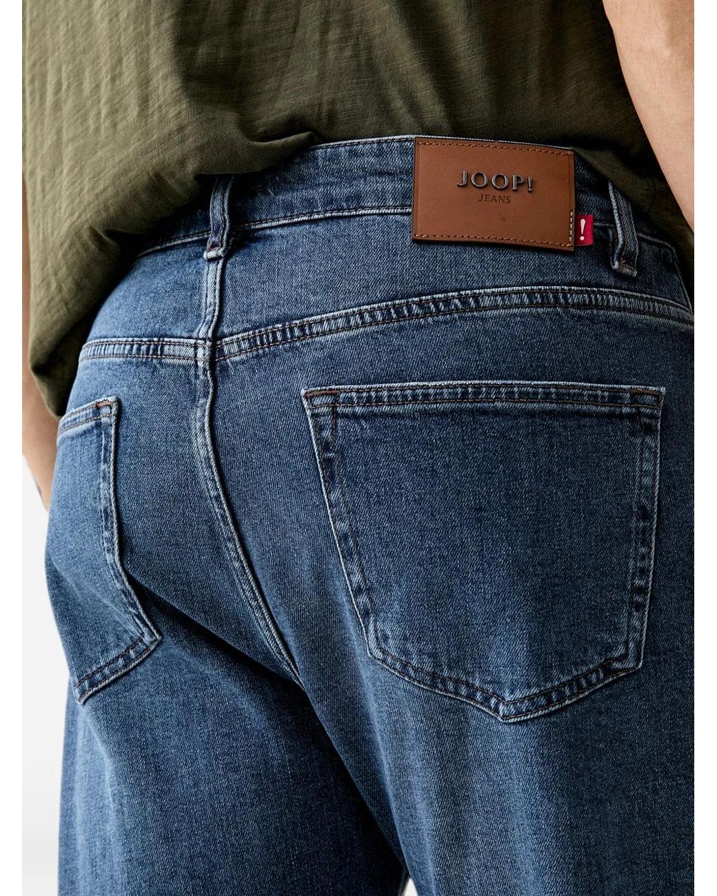 Joop! Blue Faded-Effect Logo-Patch Jeans for men
