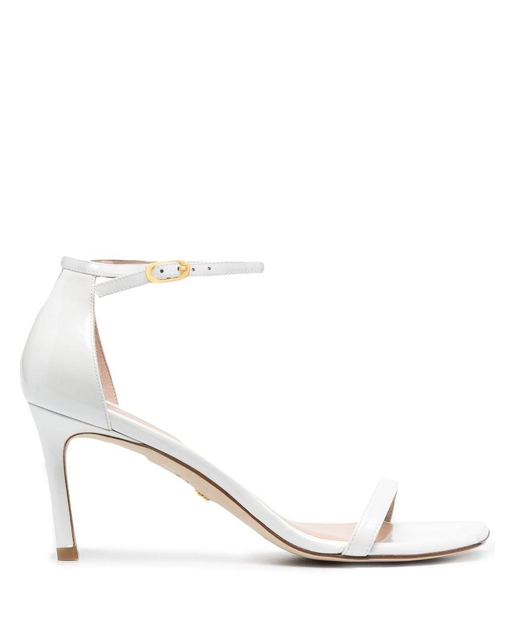 Stuart Weitzman Leather Amelina 75mm Sandals in White - Lyst
