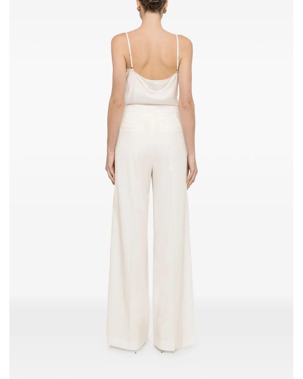 Nissa White Tulle-Insert Viscose Top