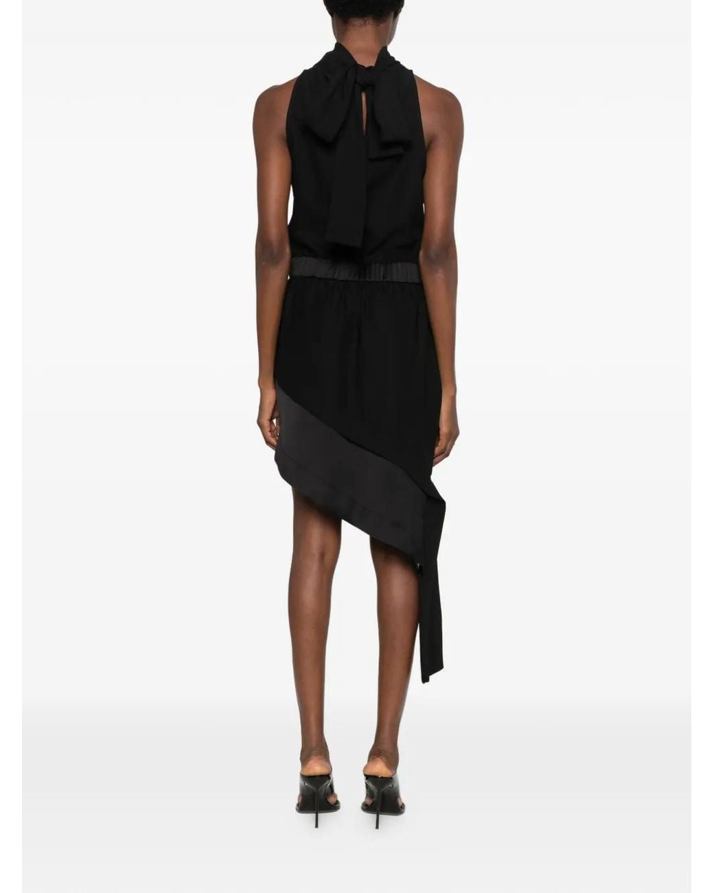 Carla G Black Asymmetric Bow-Detail Dress
