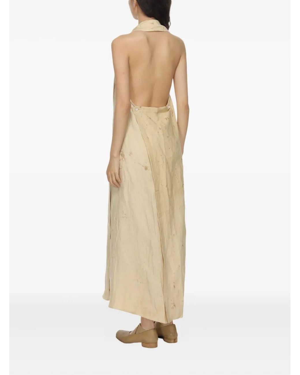 Uma Wang Natural Aloe Open-Back Midi Dress