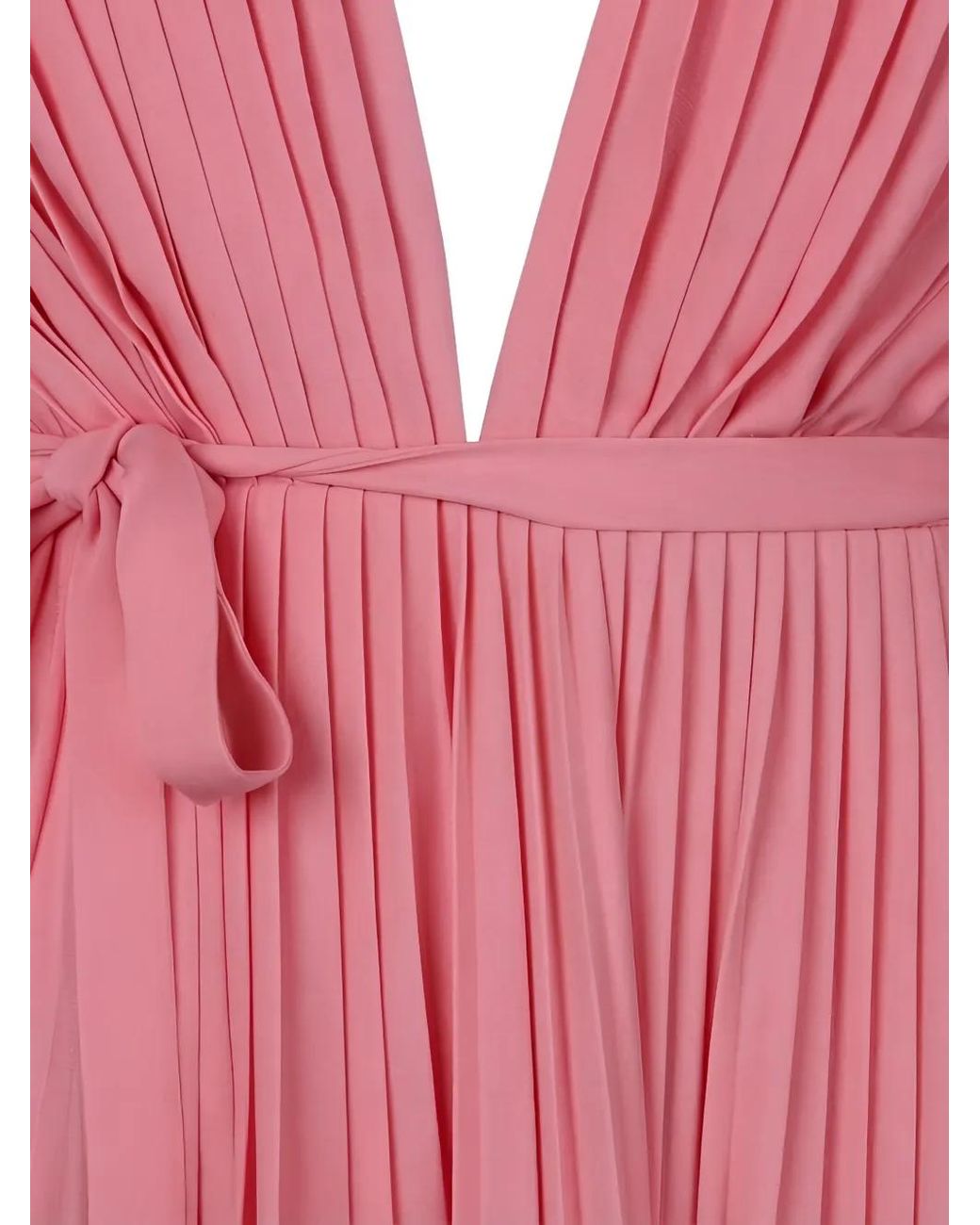 Valentino Garavani Pink Robe Plissée À Taille Ceinturée