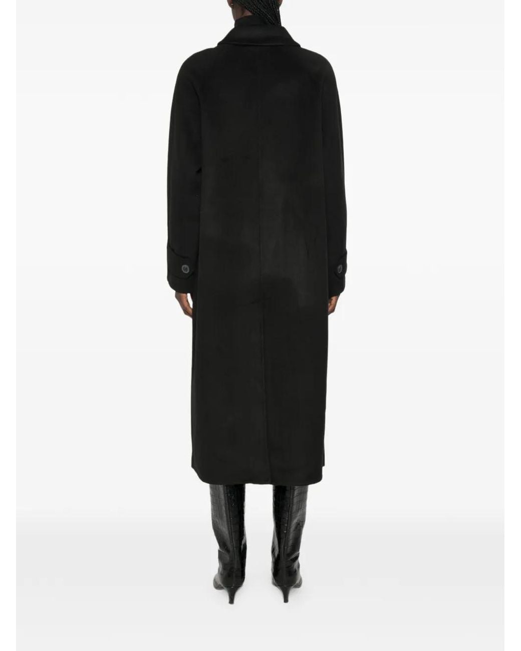 The Dynamis Studio Black Raglan-Sleeve Button-Down Coat