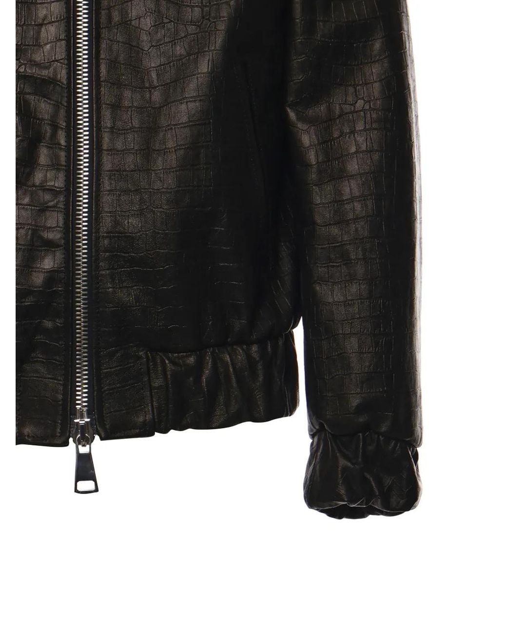 Giuliano Galiano Black Crocodile-Effect Two-Way Zip Jacket for men