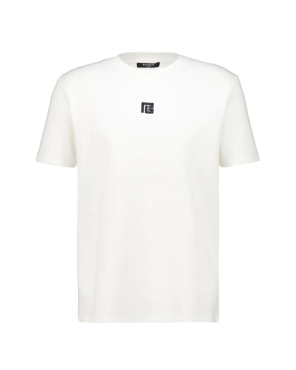 Balmain White Pb Logo T-Shirt for men